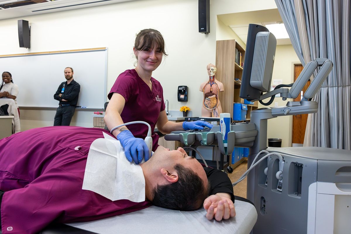 An ultrasound examination in progress